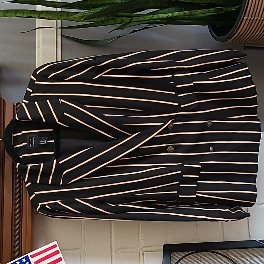 Striped Button Up Blazer